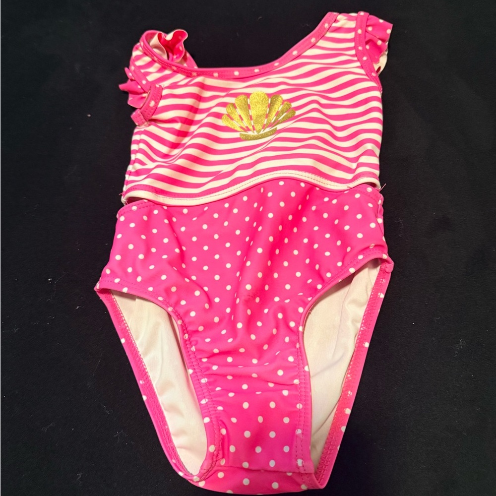 Pink Striped and Polka Dot Kids Bikini